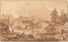 Village with Pond, c. 1782. Creator: Cornelis Brouwer