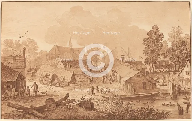 Village with Pond, c. 1782. Creator: Cornelis Brouwer.