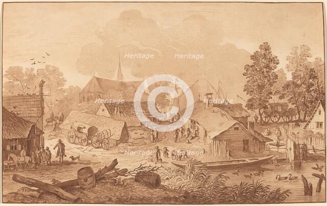 Village with Pond, c. 1782. Creator: Cornelis Brouwer.