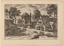 Village with Pond, published in or before 1676. Creator: Unknown