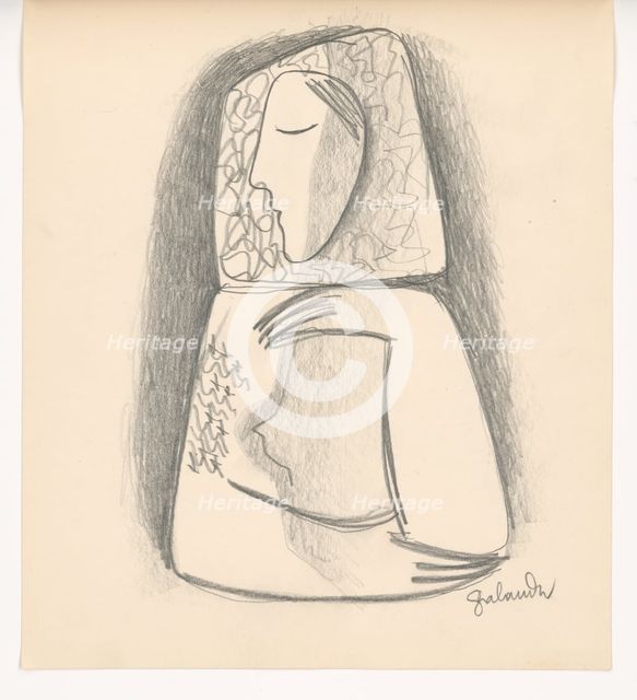 Village woman with her head propped up, 1938. Creator: Mikulas Galanda.