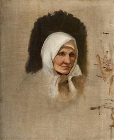 Village Woman in a White Scarf, around 1873-1874. Creator: Ladislav Mednyanszky