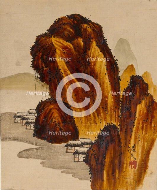 Village among Rocks, 19th century. Creator: Shibata Zeshin.