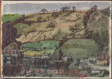 Village and fields, c1950. Creator: Shirley Markham