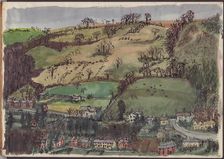 Village and fields, c1950. Creator: Shirley Markham