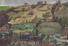 Village and fields, c1950. Creator: Shirley Markham