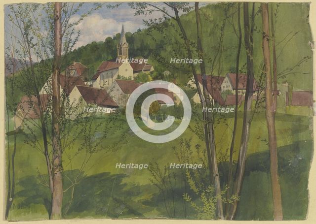 Village at the hillside, 19th century. Creator: Fritz Boehle.