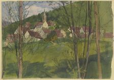 Village at the hillside, 19th century. Creator: Fritz Boehle