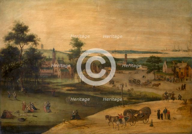 Village at the Scheldt, 1587. Creator: Jacob Grimer.
