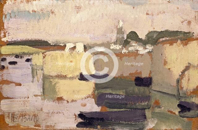 Village at the Water's Edge, 1910. Creator: Roger de la Fresnaye.
