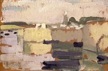 Village at the Water's Edge, 1910. Creator: Roger de la Fresnaye