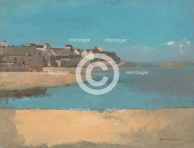 Village by the Sea in Brittany, c. 1880. Creator: Odilon Redon.