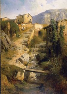 Village by the river by Josep Armet