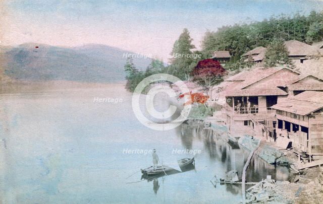 Village by water, Japan. Artist: Unknown