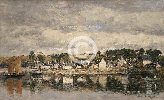 Village by a River, probably 1867. Creator: Eugene Louis Boudin.