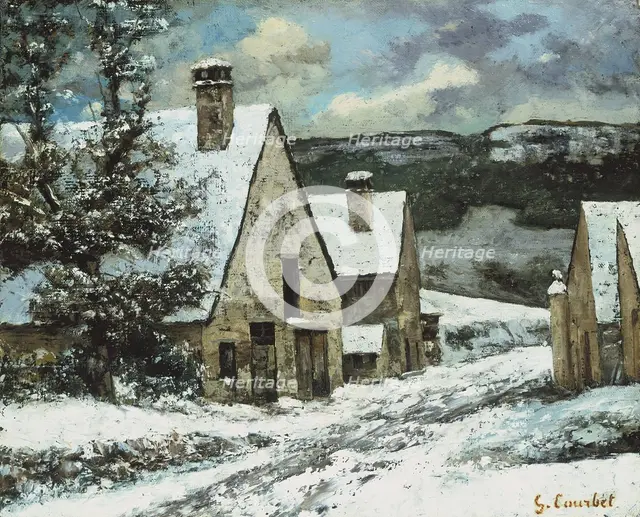 Village Edge in Winter, c1868. Creator: Gustave Courbet.