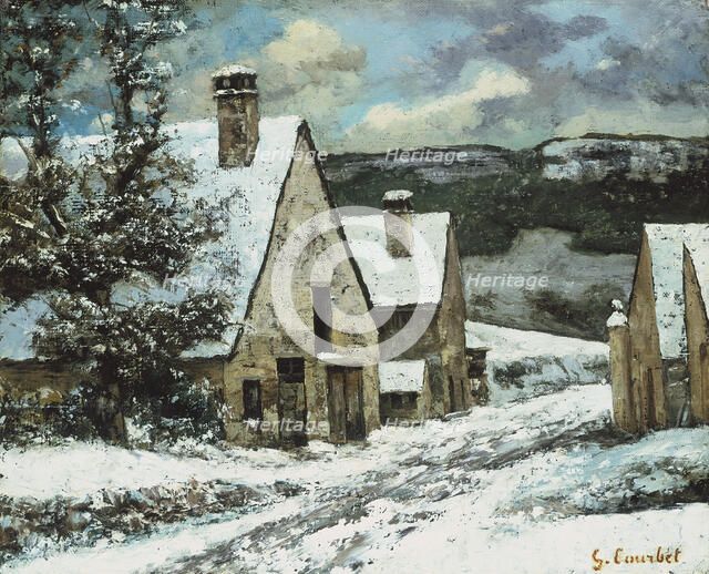 Village Edge in Winter, c1868. Creator: Gustave Courbet.