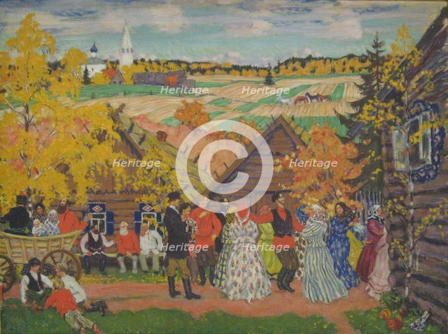 Village festival, 1924. Artist: Kustodiev, Boris Michaylovich (1878-1927)