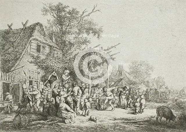 Village Festival Under the Trellis, between circa 1648 and circa 1652. Creator: Adriaen van Ostade.