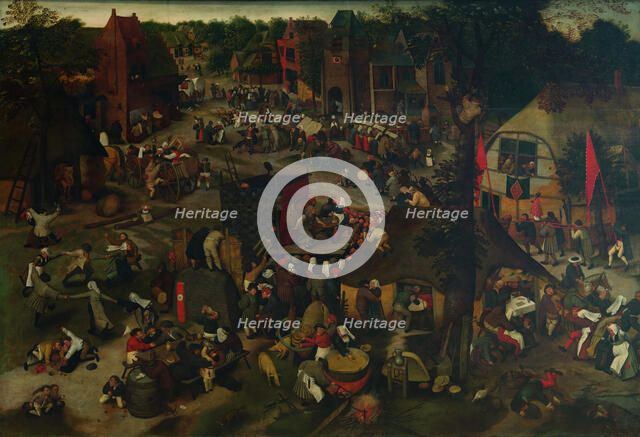 Village Festival with a Theatrical Performance and a Procession. Creator: Brueghel, Pieter, the Younger (1564-1638).