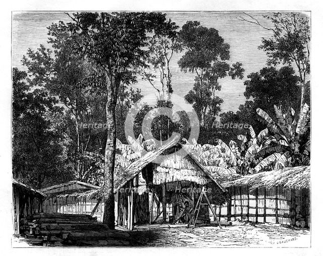 Village, Gabon, 19th century.Artist: E Therond