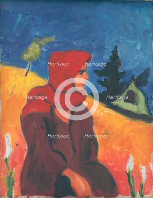 Village Girl in a Red Scarf, around 1931. Creator: Zolo Palugyay.