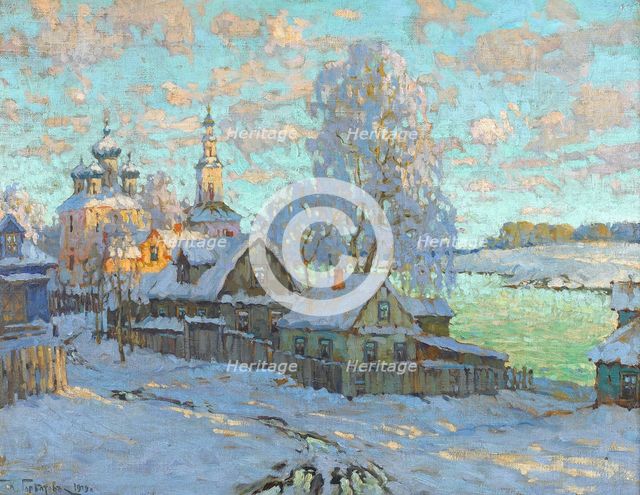 Village in the Winter Sun, 1919. Creator: Gorbatov, Konstantin Ivanovich (1876-1945).