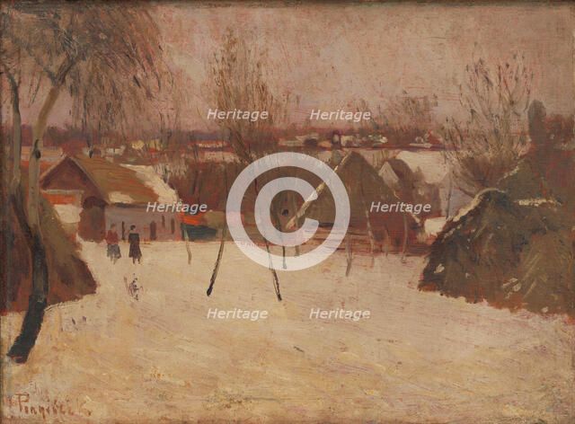 Village in Winter, 1920-1930. Creator: Karol Pongrácz.