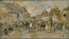 Village Market 1844-1898. Artist: Eugene Louis Boudin