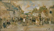 Village Market 1844-1898. Creator: Eugene Louis Boudin