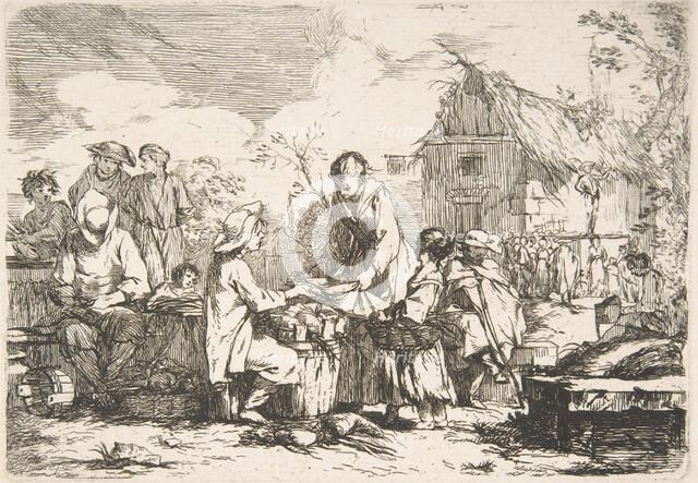 Village Market Place (Le Marché de village), 18th century. Creator: Jean-Baptiste-Marie Pierre.