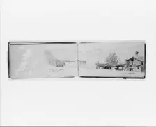 Village, Mountains, and Lake [Maggiore?] (recto, from sketchbook), 1869. Creator: Jervis McEntee