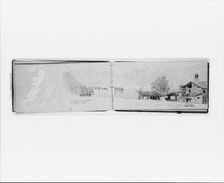 Village, Mountains, and Lake [Maggiore?] (recto, from sketchbook), 1869. Creator: Jervis McEntee