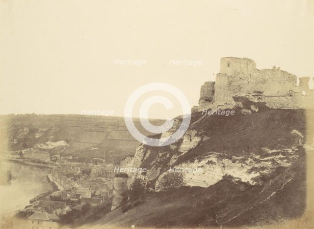 Village of Andelys - Chateau Gaillard, Coeur de Lion, 1856. Creator: Alfred Capel-Cure.