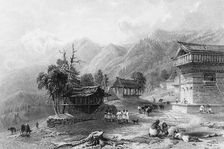 Village of Khandoo, on the Choor Mountain 1838. Creator: George Francis White