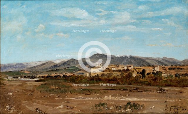 Village of Lauris, in Vaucluse on the Banks of the River Durance, 1868. Artist: Paul Guigou.