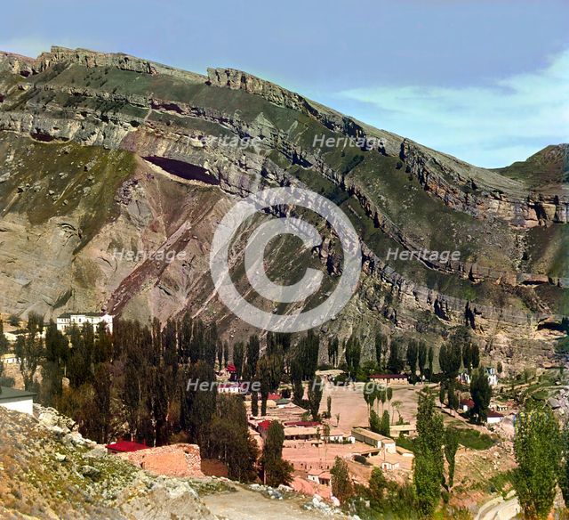 Village of Nizhnii Gunib in Dagestan, between 1905 and 1915. Creator: Sergey Mikhaylovich Prokudin-Gorsky.