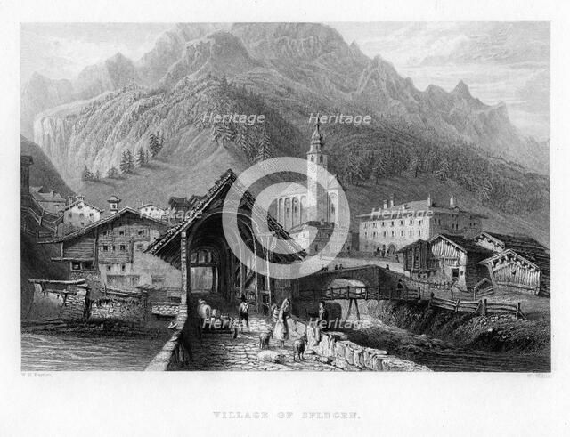 Village of Splugen, Switzerland, 1834. Artist: W Wallis