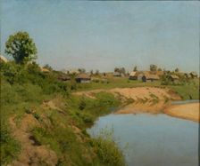 Village on the banks of the river, 1890s