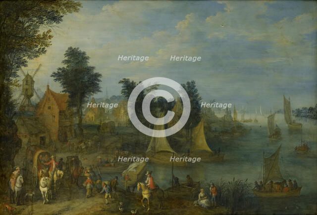 Village on the Bank of a River, 1723. Creator: Joseph van Bredael.