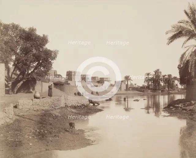 Village on the Nile, 19th century. Creator: Anon.