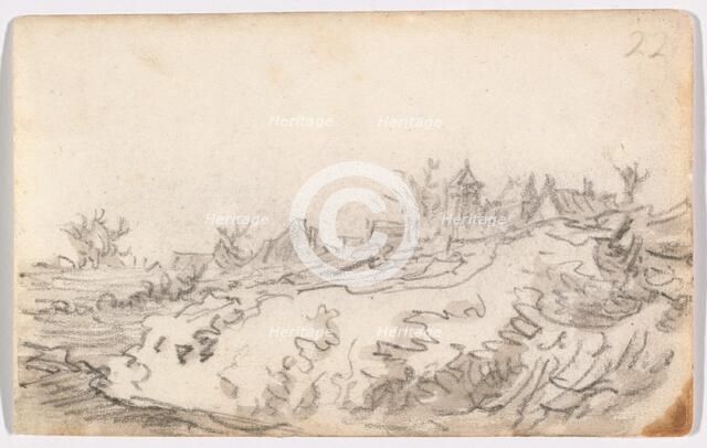 Village on Sunny Hillside, 1650-51. Creator: Jan van Goyen.