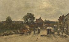 Village road in Brittany, 1870. Creator: Eugene Louis Boudin