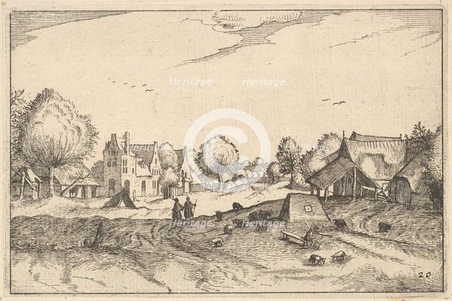 Village Road, plate 20 from Regiunculae et Villae Aliquot Ducatus Brabantiae, ca. 1610. Creator: Claes Jansz Visscher.