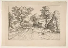 Village Road with a Farm and Sheds, from the series, The Small Landscapes (Multifariaru..., 1559-61. Creator: Johannes van Doetecum I