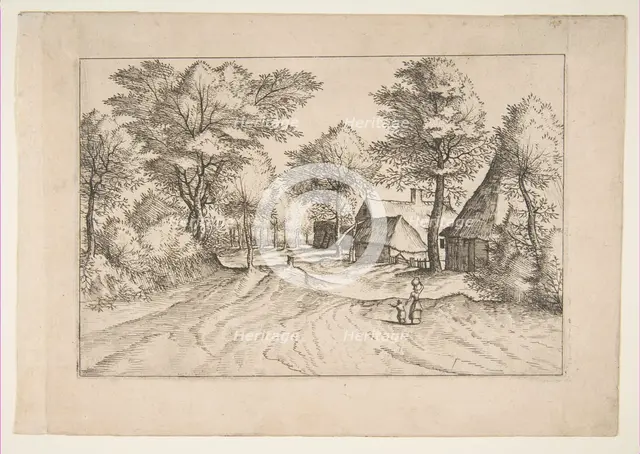 Village Road with a Farm and Sheds, from the series, The Small Landscapes (Multifariaru..., 1559-61. Creator: Johannes van Doetecum I.