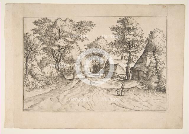 Village Road with a Farm and Sheds, from the series, The Small Landscapes (Multifariaru..., 1559-61. Creator: Johannes van Doetecum I.