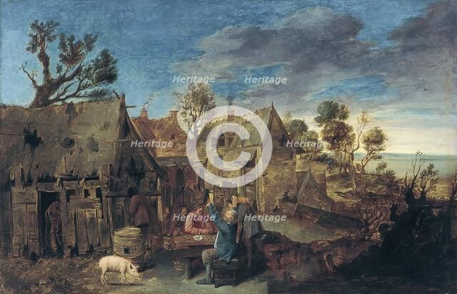 Village Scene with Men drinking, 1631. Creator: Adriaen Brouwer.