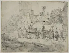 Village scene with carriages. Creator: Pieter Molijn
