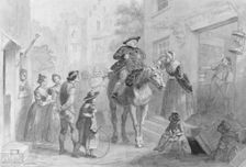 Village Scene with Dutch Colonial Figures (from Hosack Album). Creator: Felix Octavius Carr Darley